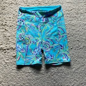 Lilly Pulitzer Weekender High Rise Luxletic Biker Shorts - S - Bermuda Blue